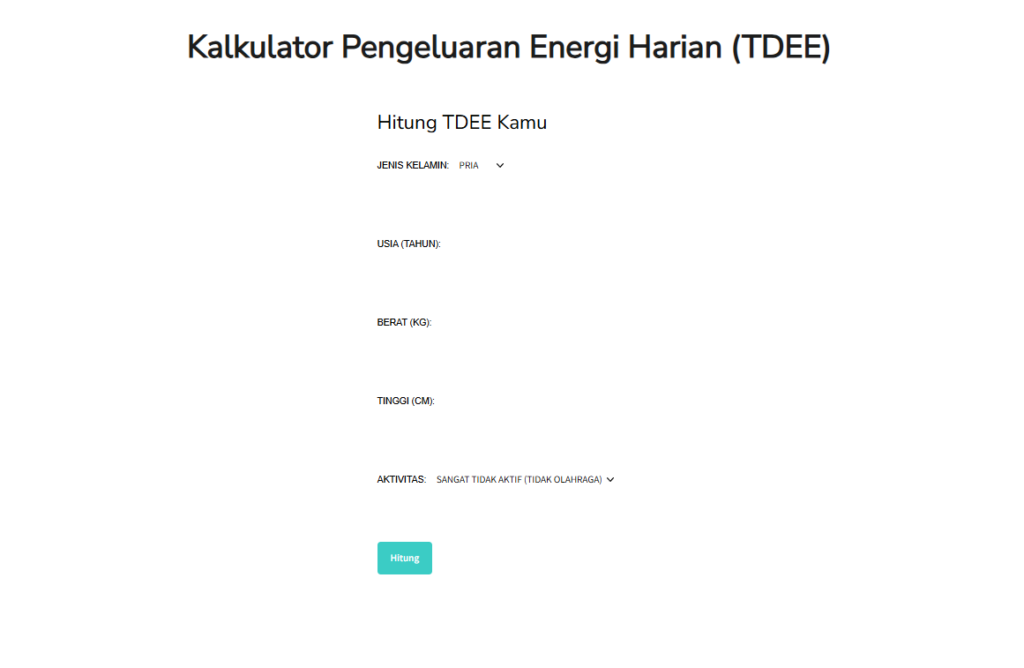 Kondisi TDEE sebelum perubahan